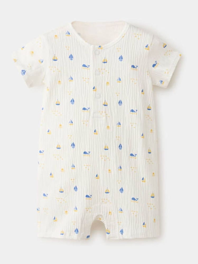 Mango White Boat Sailor Print Romper - Image 1 of 4 Mango White Boat Sailor Print Romper - Image 1 of 4