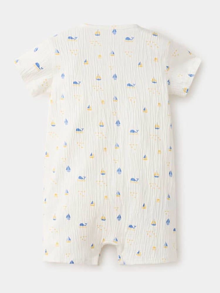 Mango White Boat Sailor Print Romper - Image 2 of 4 Mango White Boat Sailor Print Romper - Image 2 of 4