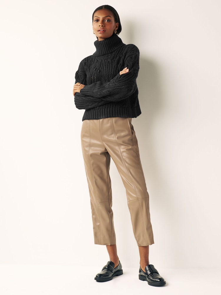 Black Crochet Open Stitch Roll Neck Jumper - Image 2 of 6