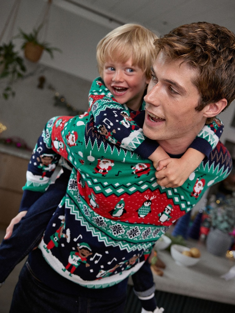 Vert - Pull en coton de Noël pour homme en maille à emballage régulier - Image 4 of 9