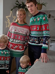 Green Regular Wrapping Knitted Mens Christmas Cotton Jumper - Image 5 of 9