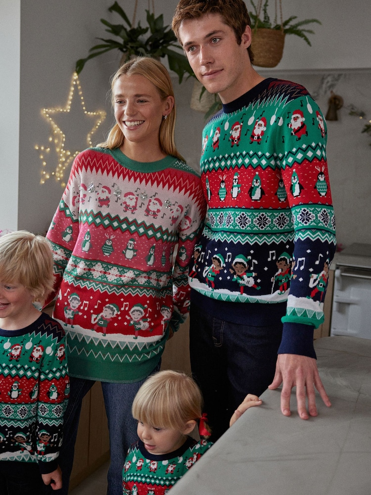Vert - Pull en coton de Noël pour homme en maille à emballage régulier - Image 5 of 9