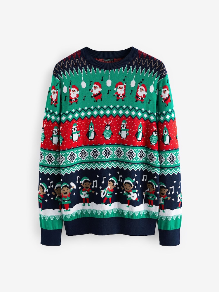 Vert - Pull en coton de Noël pour homme en maille à emballage régulier - Image 7 of 9