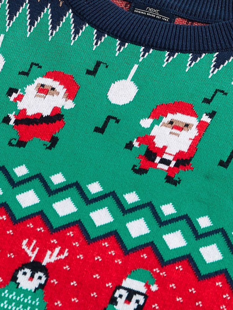 Green Regular Wrapping Knitted Mens Christmas Cotton Jumper - Image 9 of 9