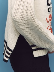 Anthropologie Cream Maeve V-Neck Nautical Linen-Blend Jumper - Image 4 of 4