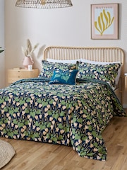Scion Blue 100% Cotton Flower Of Love Duvet Cover and Pillowcase Set - Image 1 of 5