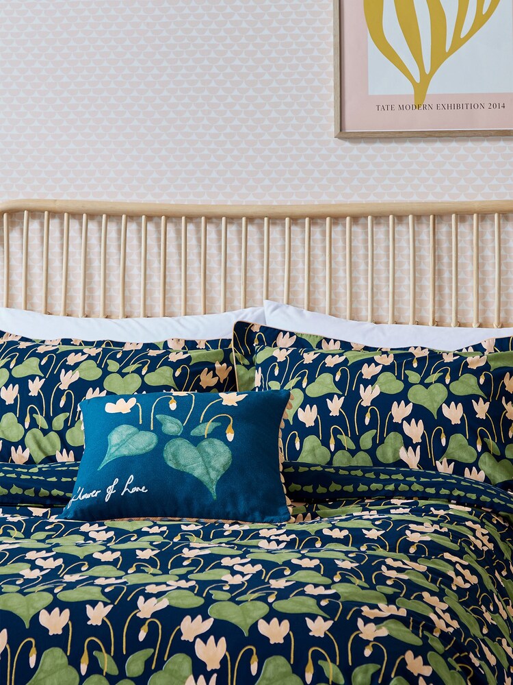 Scion Blue 100% Cotton Flower Of Love Duvet Cover and Pillowcase Set - Image 2 of 5
