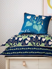 Scion Blue 100% Cotton Flower Of Love Duvet Cover and Pillowcase Set - Image 3 of 5