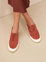 Tan Brown Slip On Signature Forever Comfort® Leather Chunky Wedge Platform Trainers - Image 1 of 7