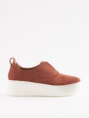 Tan Brown Slip On Signature Forever Comfort® Leather Chunky Wedge Platform Trainers - Image 4 of 7