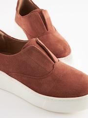 Tan Brown Slip On Signature Forever Comfort® Leather Chunky Wedge Platform Trainers - Image 5 of 7