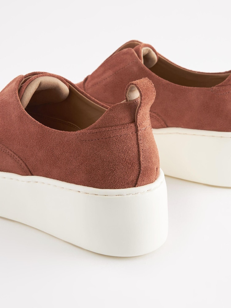 Tan Brown Slip On Signature Forever Comfort® Leather Chunky Wedge Platform Trainers - Image 6 of 7