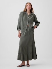 Verde - Gap Cotton Gauze Tiered Easy Maxi Skirt - Imagen 1 de 3