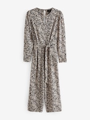 Mono Animal Print Long Sleeve Belted Jumpsuit - Image 5 of 6