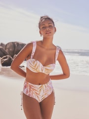 Ecru Cream Leaf Shaping Padded Wired Bandeau Bikini Top - Image 2 of 6