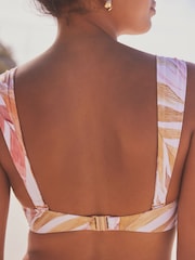 Ecru Cream Leaf Shaping Padded Wired Bandeau Bikini Top - Image 4 of 6
