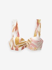 Ecru Cream Leaf Shaping Padded Wired Bandeau Bikini Top - Image 6 of 6