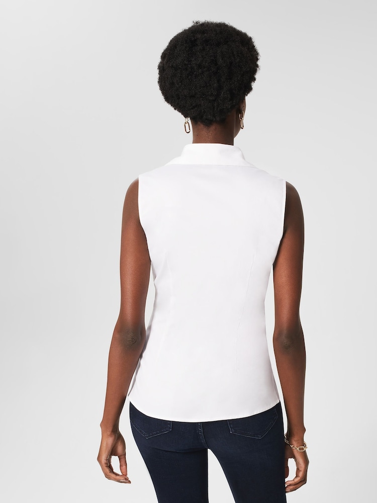 Hobbs White Sleeveless Vic Shirt - Image 2 of 4 Hobbs White Sleeveless Vic Shirt - Image 2 of 4