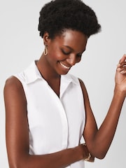 Hobbs White Sleeveless Vic Shirt - Image 3 of 4