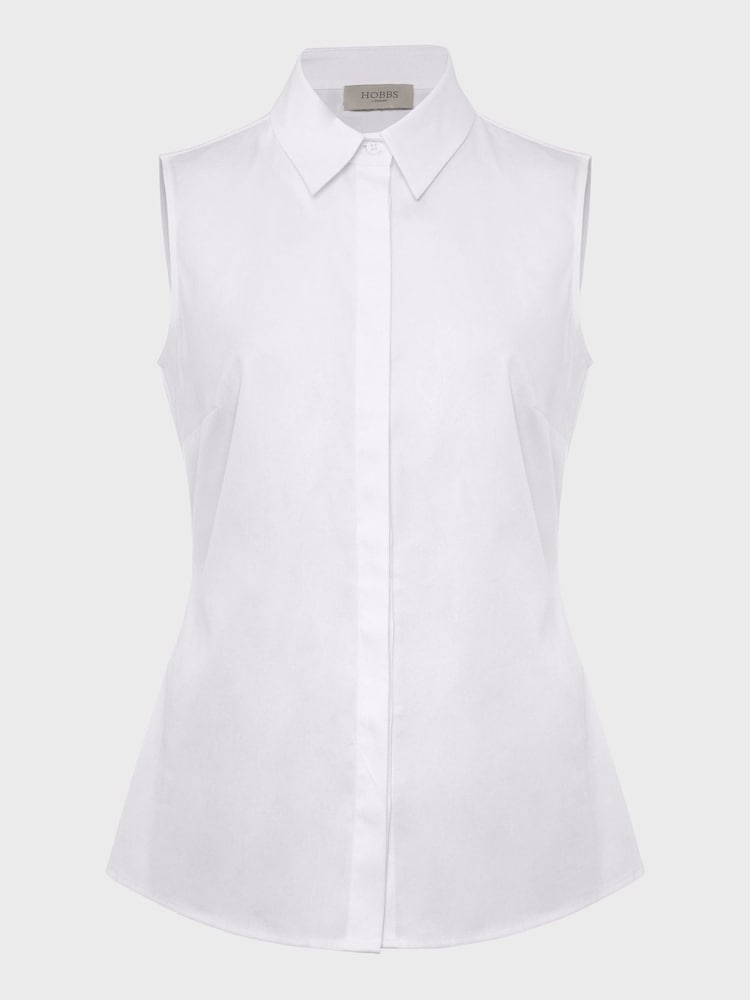 Hobbs White Sleeveless Vic Shirt - Image 4 of 4