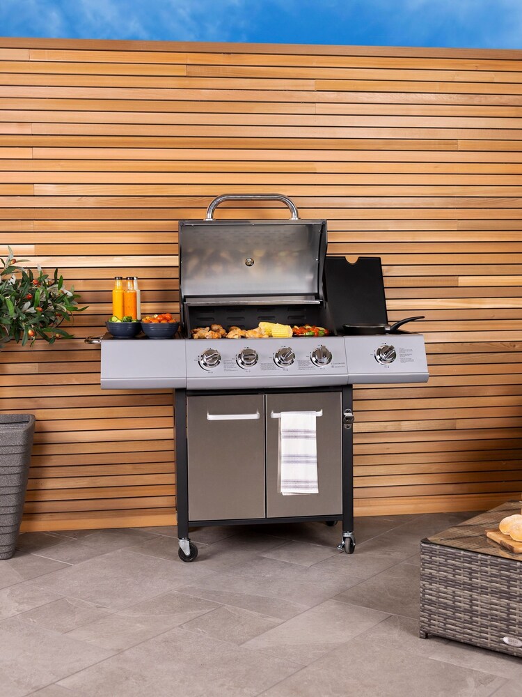 Charles Bentley Silver 5 Burner Premium Gas BBQ In Stainless Steel - Image 1 of 6