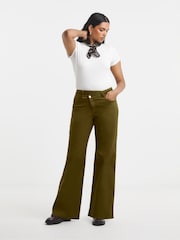 Simply Be Green Crossover Straight Leg Jeans - Image 1 of 4