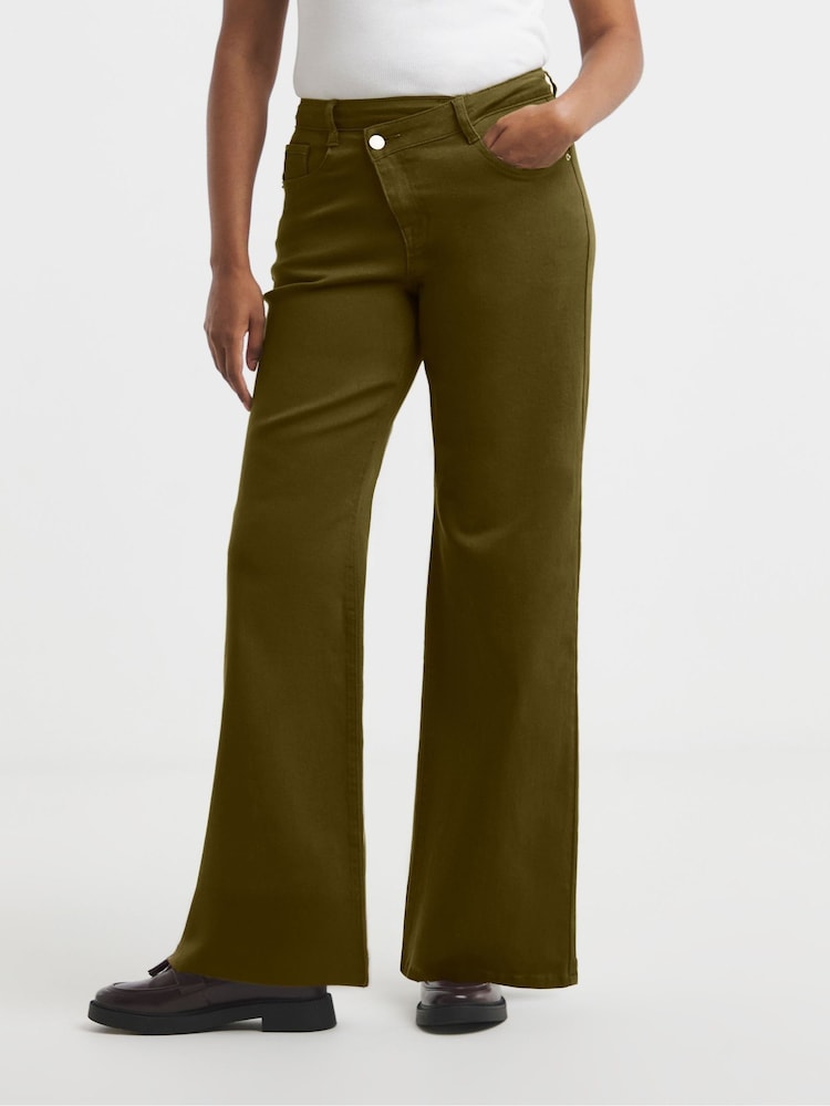 Simply Be Green Crossover Straight Leg Jeans - Image 2 of 4 Simply Be Green Crossover Straight Leg Jeans - Image 2 of 4