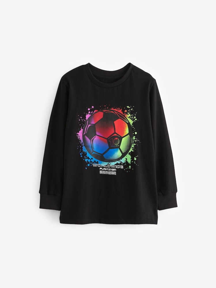 Black Football Long Sleeve Graphic T-Shirt (3-16yrs) - Image 1 of 3