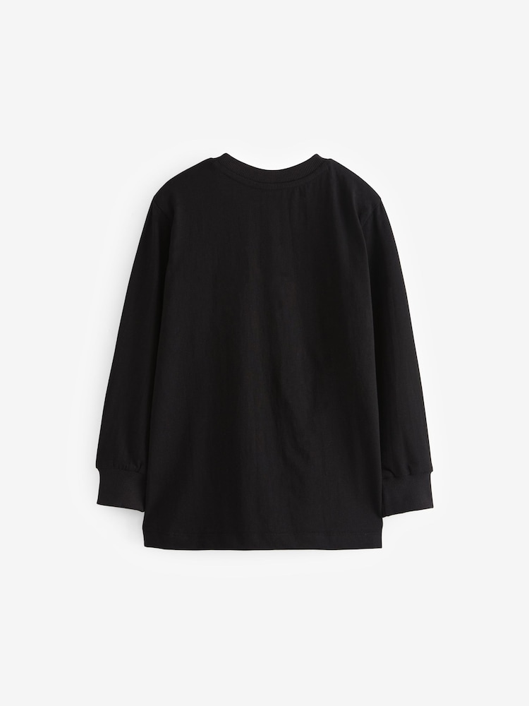 Black Football Long Sleeve Graphic T-Shirt (3-16yrs) - Image 2 of 3