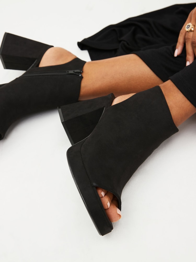 Black Forever Comfort® Flare Platform Shoe Boots - Image 2 of 8
