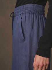 Indigo Blue Premium 100% Linen Wide Leg Trousers - Image 5 of 7