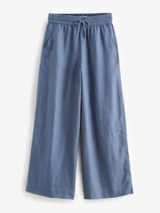 Indigo Blue Premium 100% Linen Wide Leg Trousers - Image 6 of 7