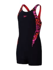 Speedo Black Printed Girls Panel Swimsuit - Image 1 of 5