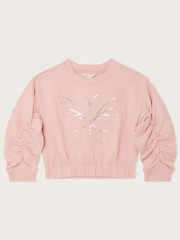 Monsoon Pink Butterfly Crop Sweat Top - Image 1 of 3