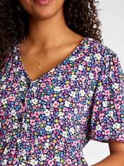 JoJo Maman Bébé Pink Floral Print V-Neck Maternity Midi Dress - Image 4 of 5