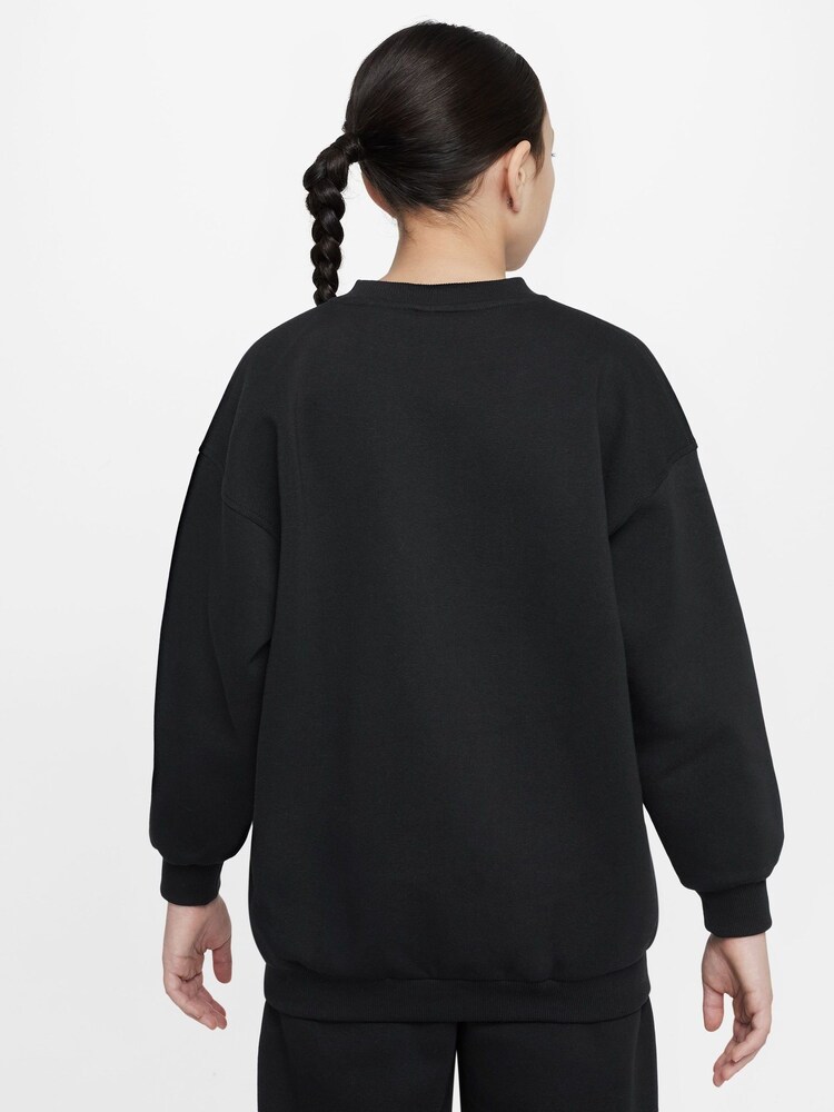 Nike Black Oversized Shine Fleece Sweatshirt - Image 2 of 6 Nike Black Oversized Shine Fleece Sweatshirt - Image 2 of 6
