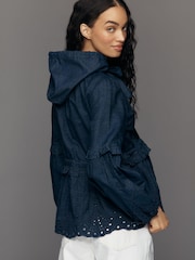 Anthropologie Blue Maeve Embroidered Hooded Denim Jacket - Image 2 of 5