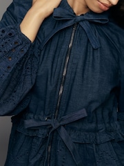 Anthropologie Blue Maeve Embroidered Hooded Denim Jacket - Image 5 of 5