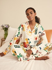 Cream Abstract Button Through Pyjamas - Image 1 of 8