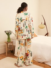 Cream Abstract Button Through Pyjamas - Image 2 of 8
