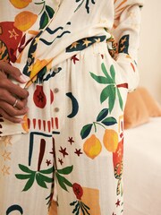 Cream Abstract Button Through Pyjamas - Image 5 of 8