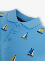 JoJo Maman Bébé Blue Boat Embroidered Polo Shirt - Image 2 of 2