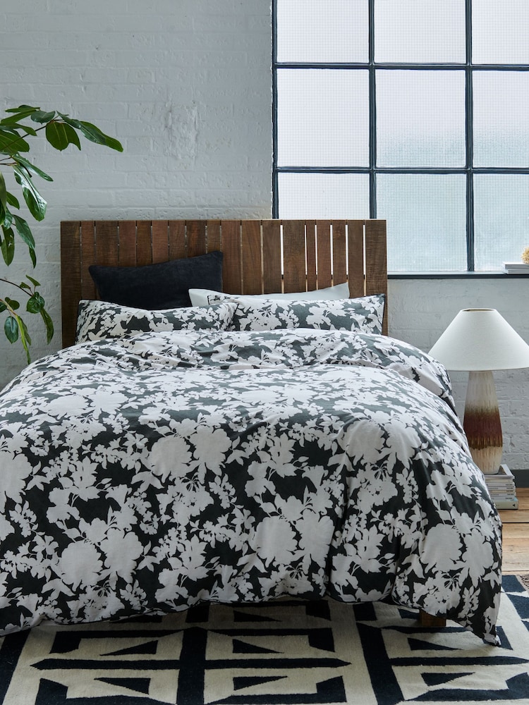 French Connection Charcoal Grey Nakuru Washed 100% Cotton Duvet Cover and Pillowcase Set - Image 1 of 3