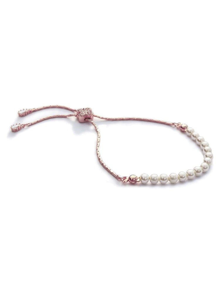 Ivory & Co Rose Gold Carlisle And Pearl Dainty Toggle Bracelet - Image 1 of 5
