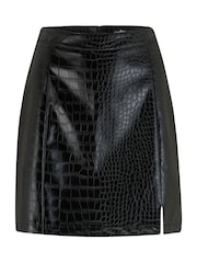 Pour Moi Black Kenza Snake Pattern Faux Leather Mini Skirt - Image 3 of 5