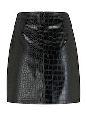 Pour Moi Black Kenza Snake Pattern Faux Leather Mini Skirt - Image 5 of 5