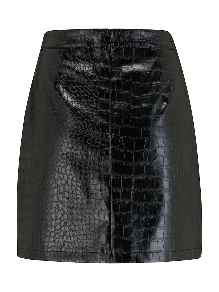 Pour Moi Black Kenza Snake Pattern Faux Leather Mini Skirt - Image 5 of 5