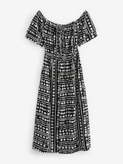 Black/White Spot Off Shoulder Summer Dress - Image 4 of 5