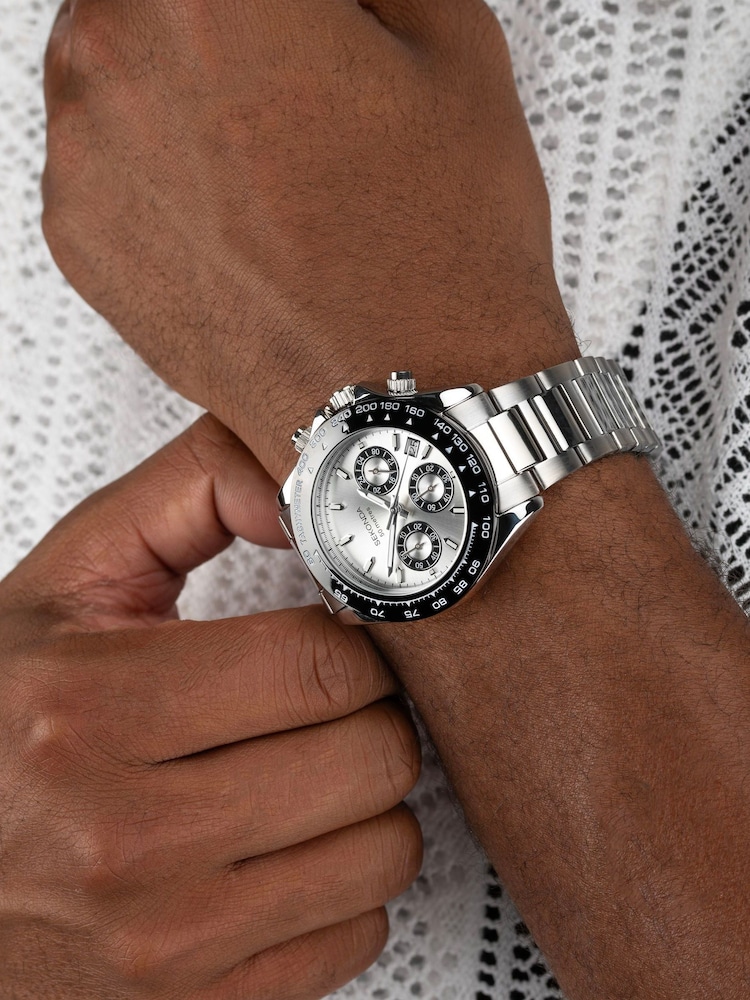 Sekonda Mens Sports 40mm Circuit Chronograph Watch in Two Tone with Stainless Steel Bracelet & Silver Dial - Image 6 of 6