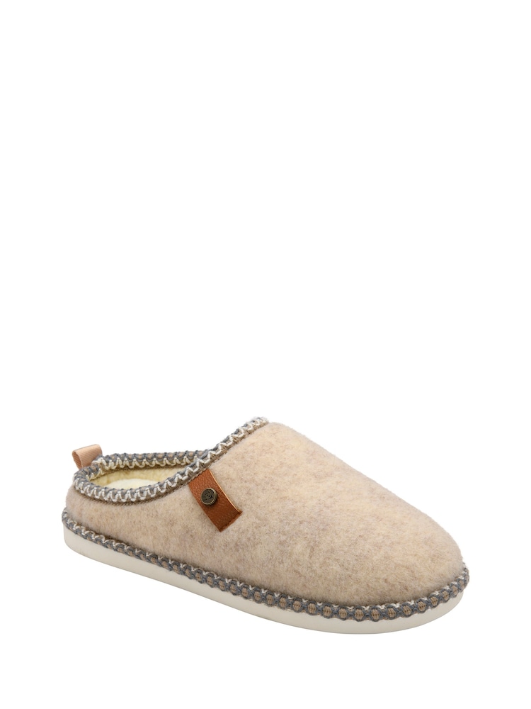 Krem - Dunlop Felt Drop In Mule Slippers - Bilde 1 av 4 Krem - Dunlop Felt Drop In Mule Slippers - Bilde 1 av 4